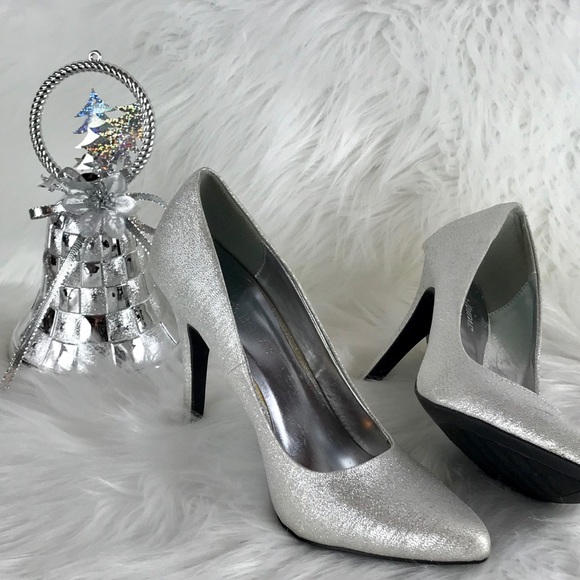 David's Bridal Shoes - David’s Bridal Glitter  High Heel Pointy Toe Pump
